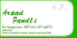 arpad pandli business card